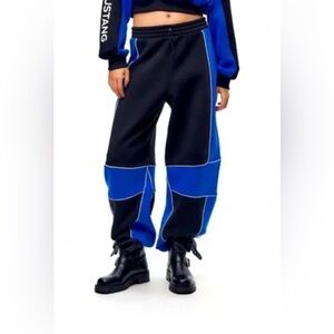Zara Black and Blue Track Pants